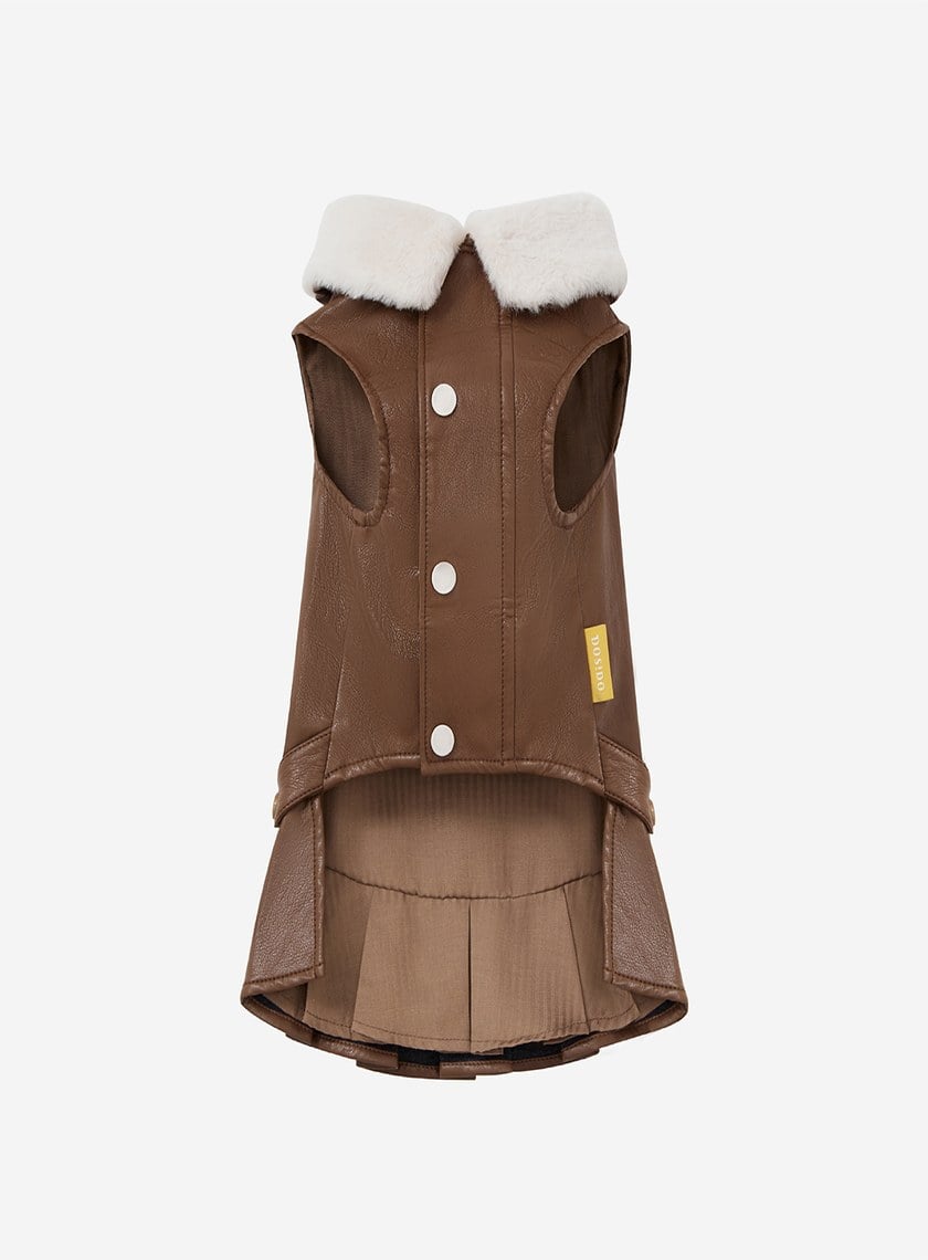 DOSIDO_毛領皮洋裝