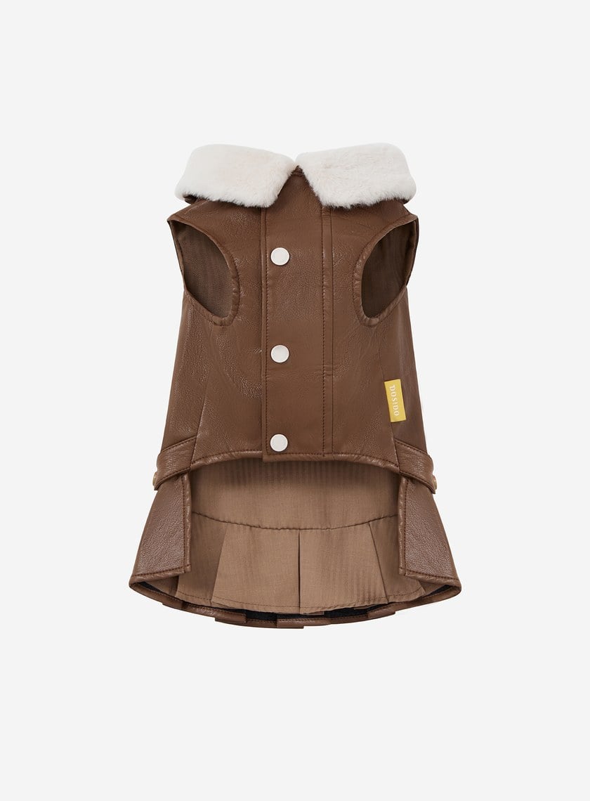 DOSIDO_毛領皮洋裝