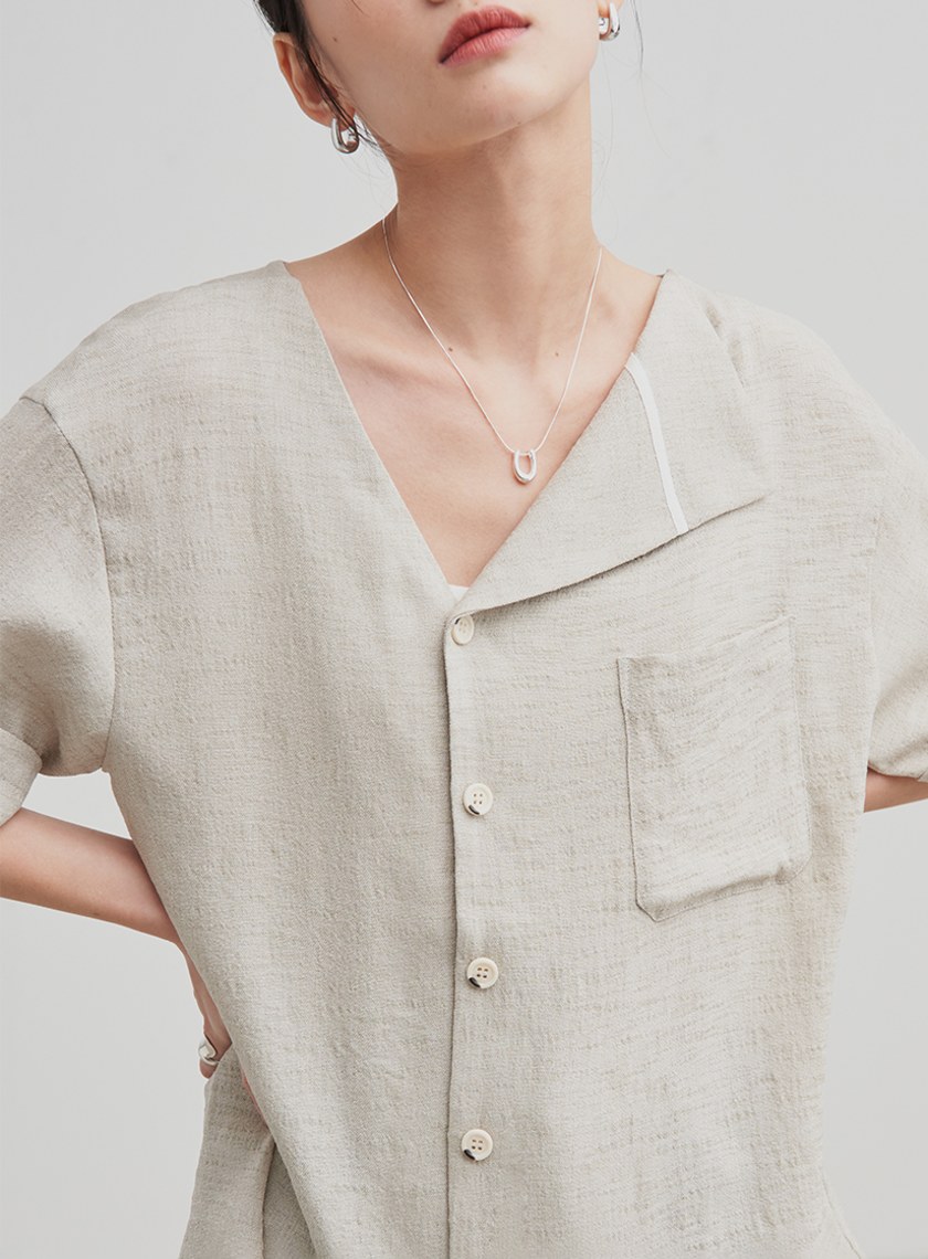 親膚微透飄帶長袖襯衫