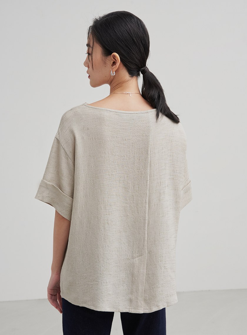 親膚微透飄帶長袖襯衫