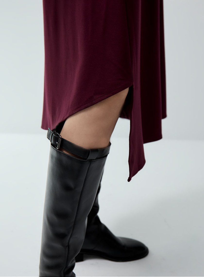 質感不對稱腰頭長裙