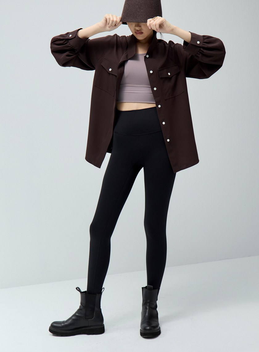 高腰裸感包覆九分褲