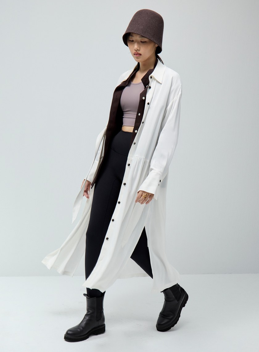 條紋綁帶襯衫洋裝