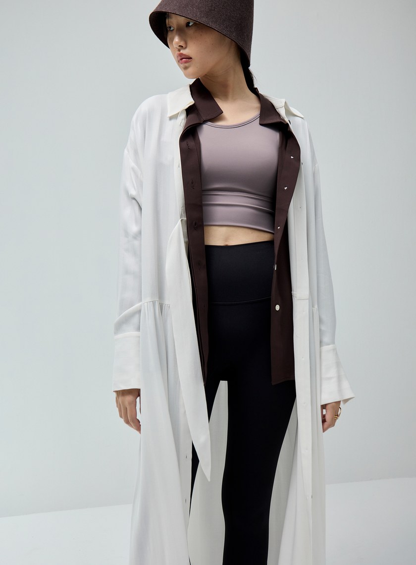 條紋綁帶襯衫洋裝