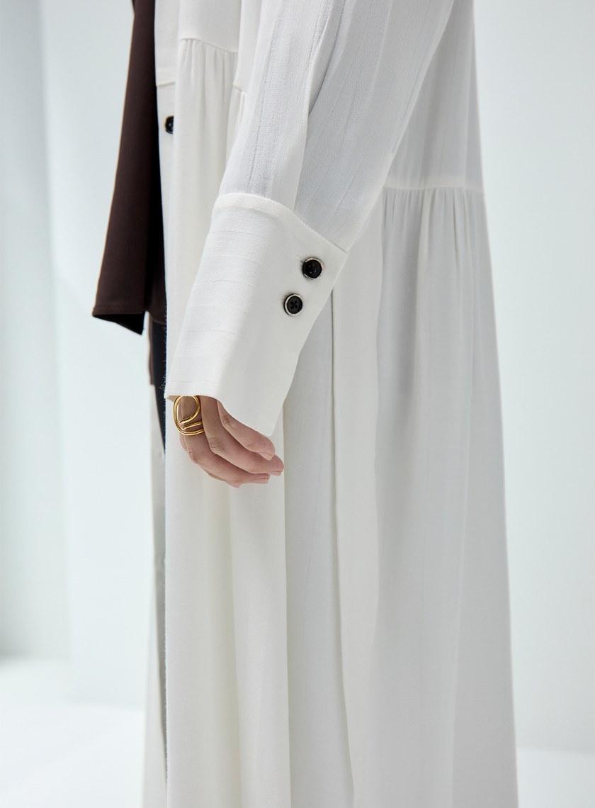 條紋綁帶襯衫洋裝