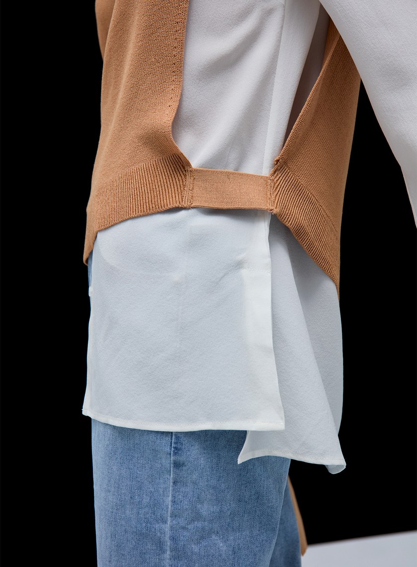 不對稱針織綁帶背心