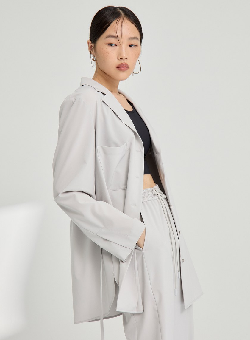 吸濕涼感綁帶襯衫外套