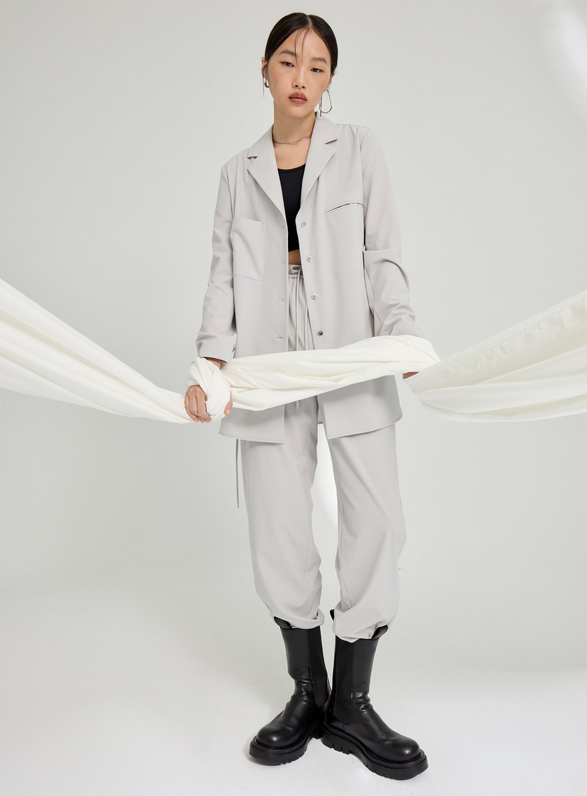 吸濕涼感綁帶襯衫外套