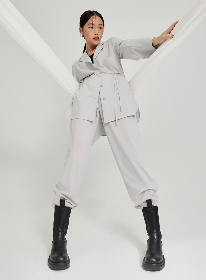 吸濕涼感綁帶襯衫外套