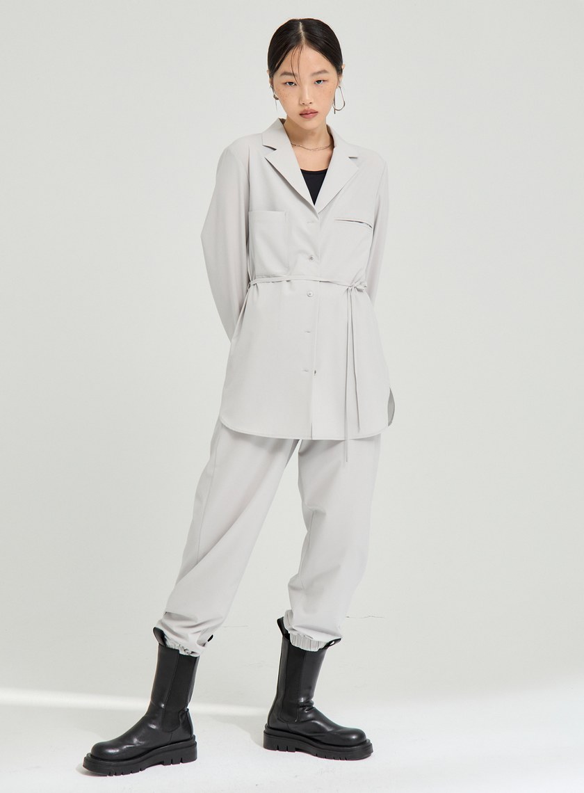 吸濕涼感綁帶襯衫外套