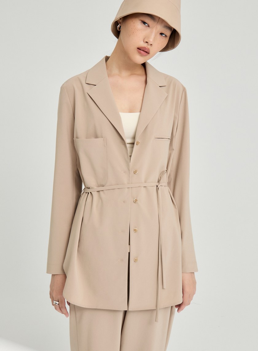 吸濕涼感綁帶襯衫外套