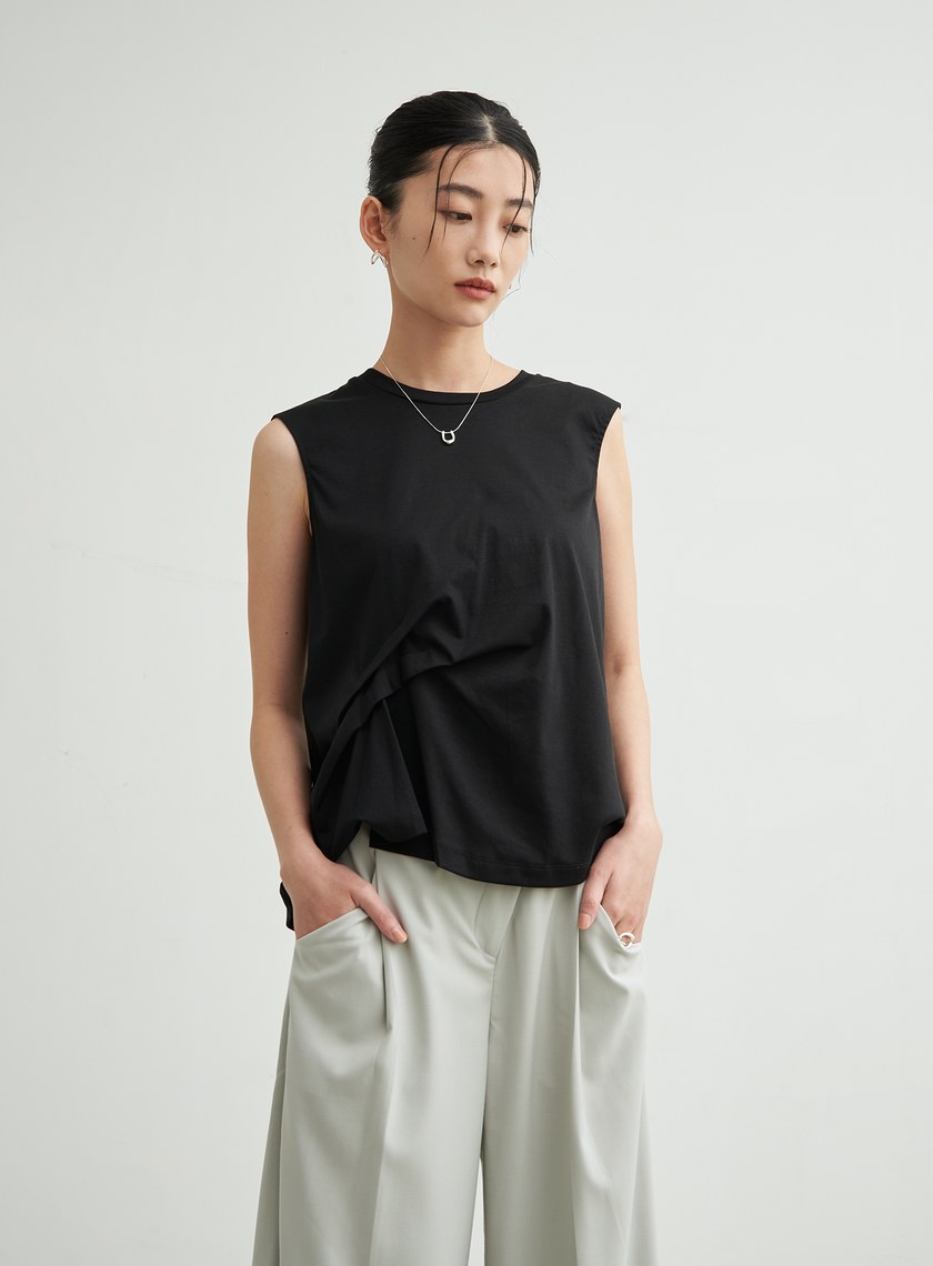 前抓摺無袖背心