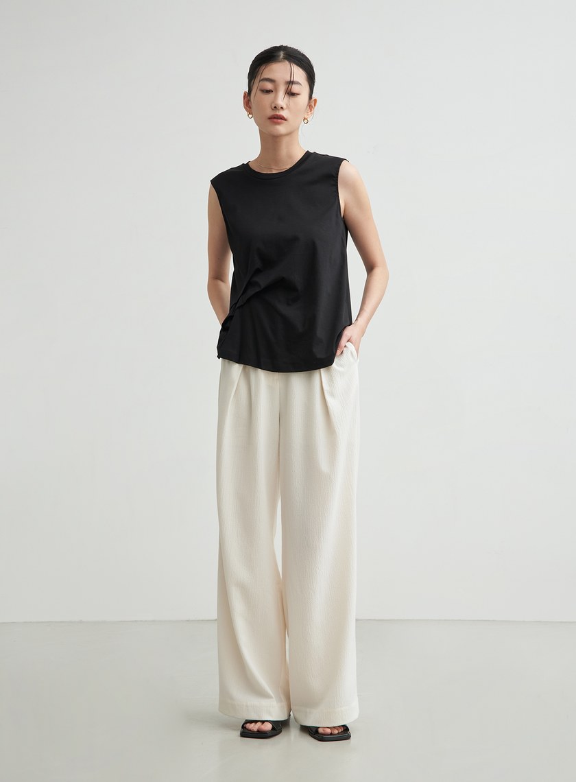 前抓摺無袖背心