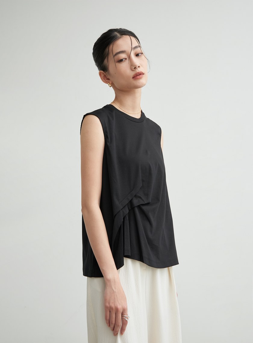 前抓摺無袖背心