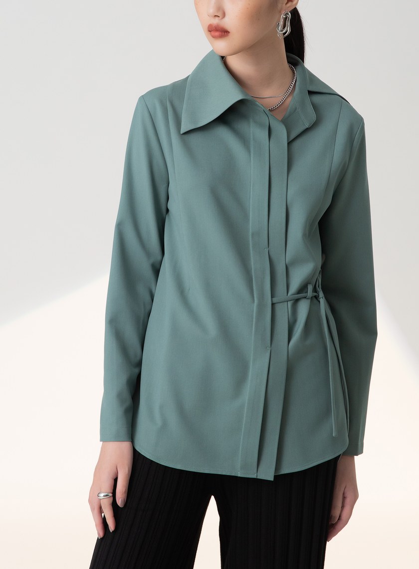 斜一邊領綁帶襯衫