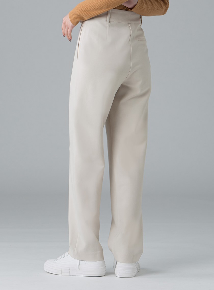 簡約不對稱腰頭直筒褲