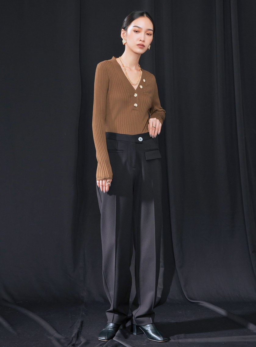 立體打褶落地西褲