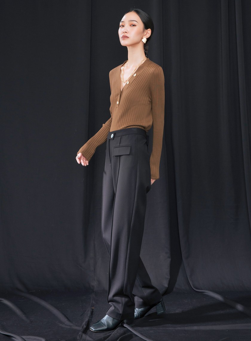 立體打褶落地西褲