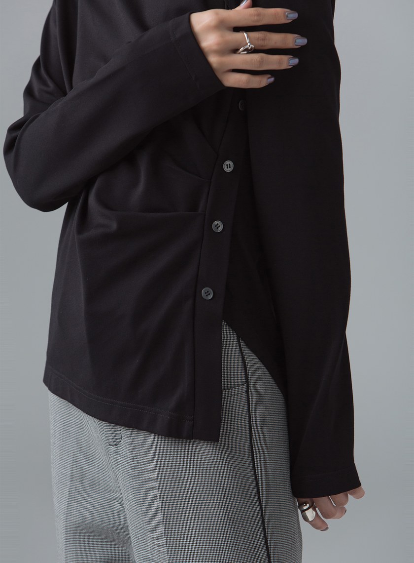 斜領抓褶造型上衣