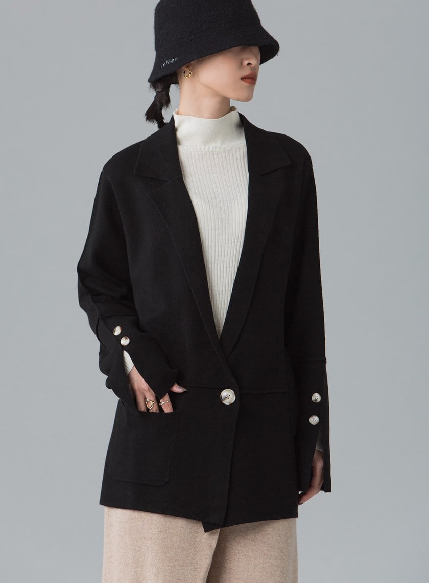 輕柔休閒針織西裝外套
