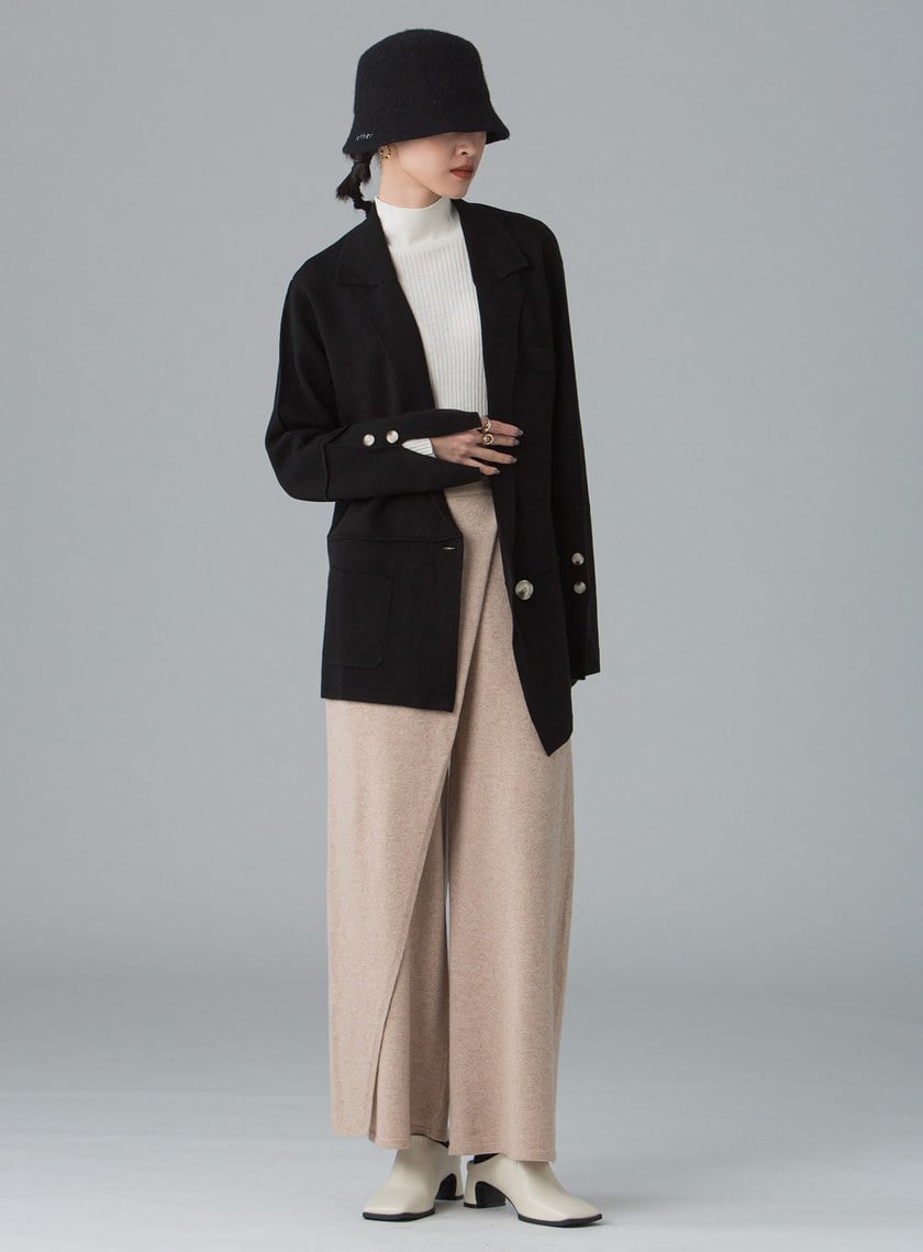 輕柔休閒針織西裝外套