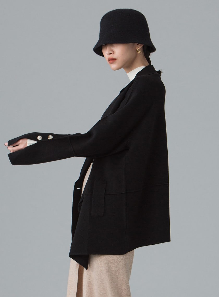 輕柔休閒針織西裝外套