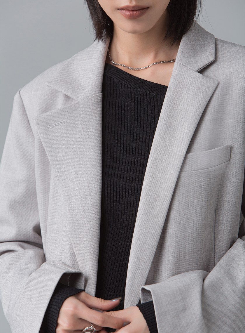 微繭型側釦長版大衣