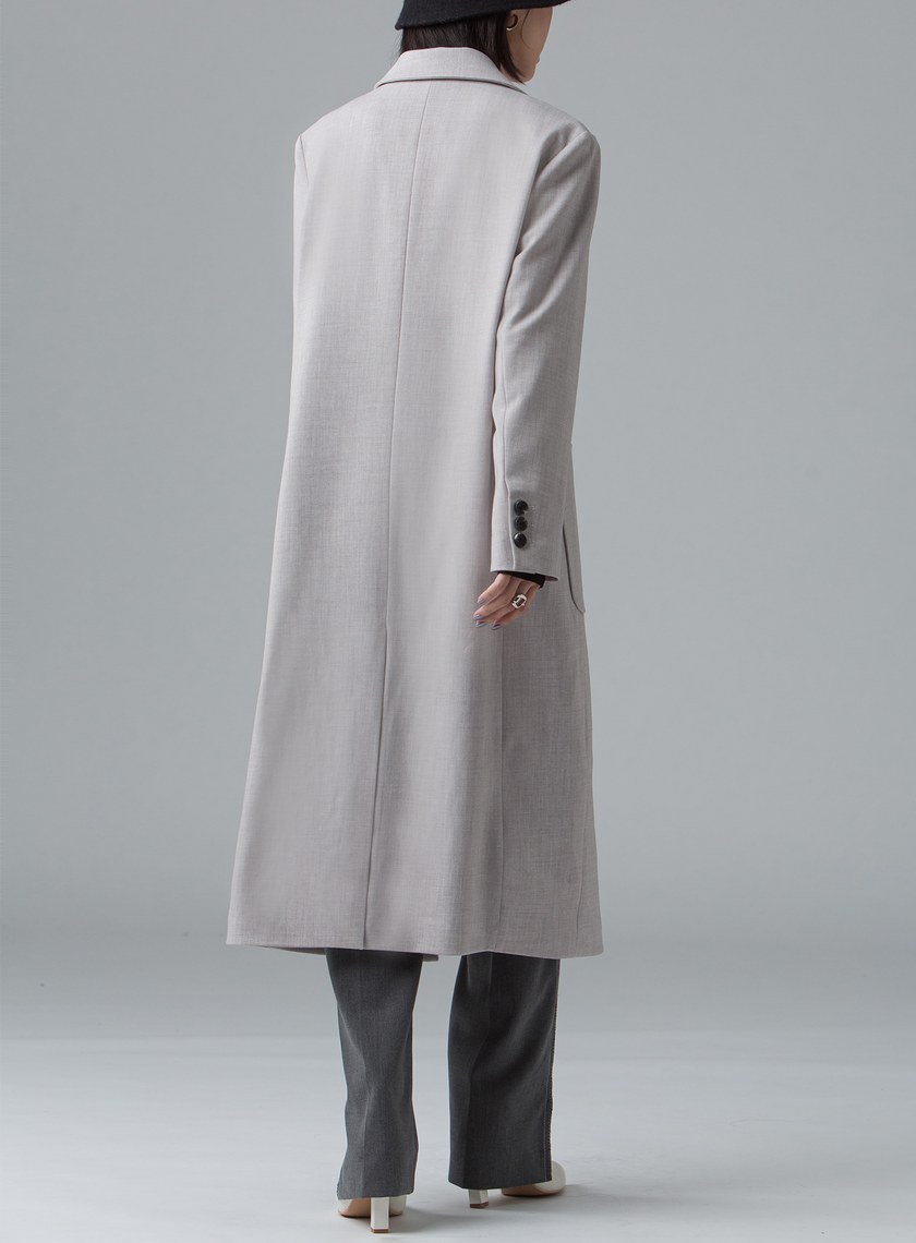 微繭型側釦長版大衣