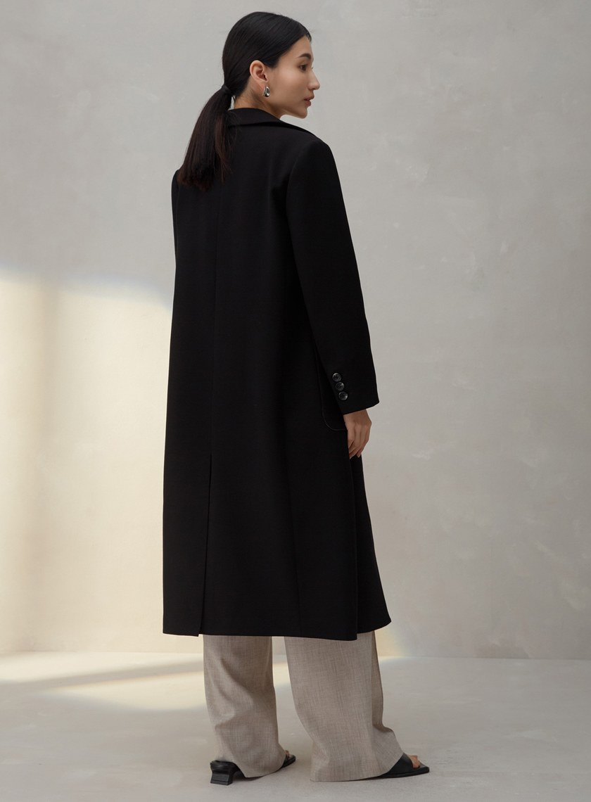 微繭型側釦長版大衣