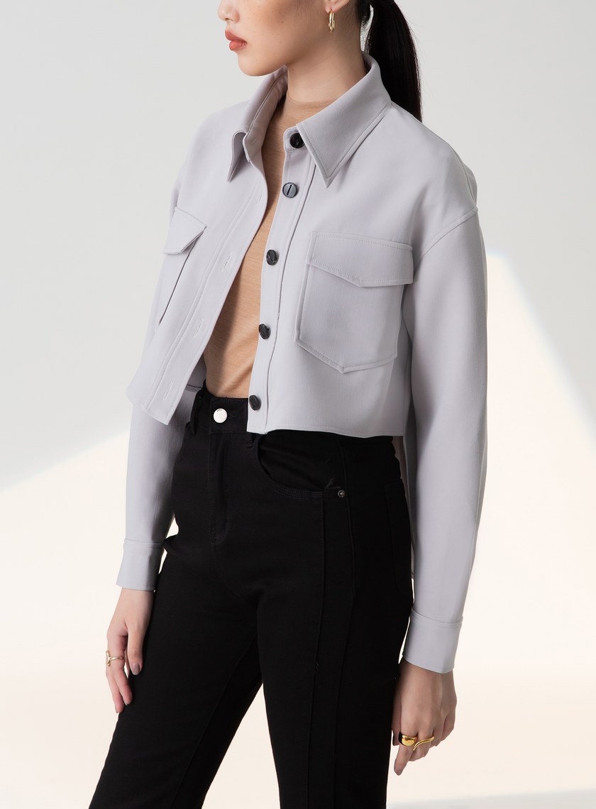 雙口袋前短後長夾克外套