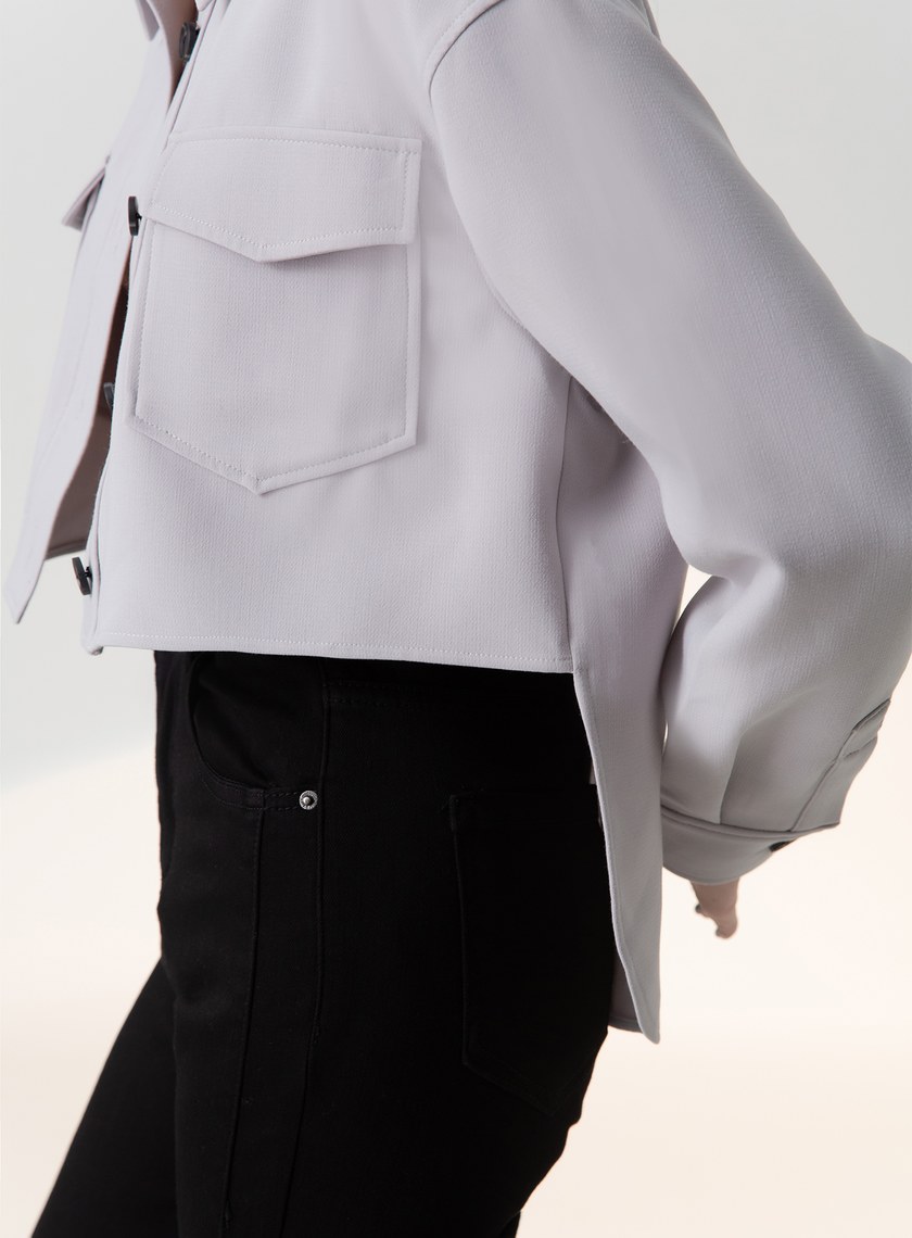 雙口袋前短後長夾克外套