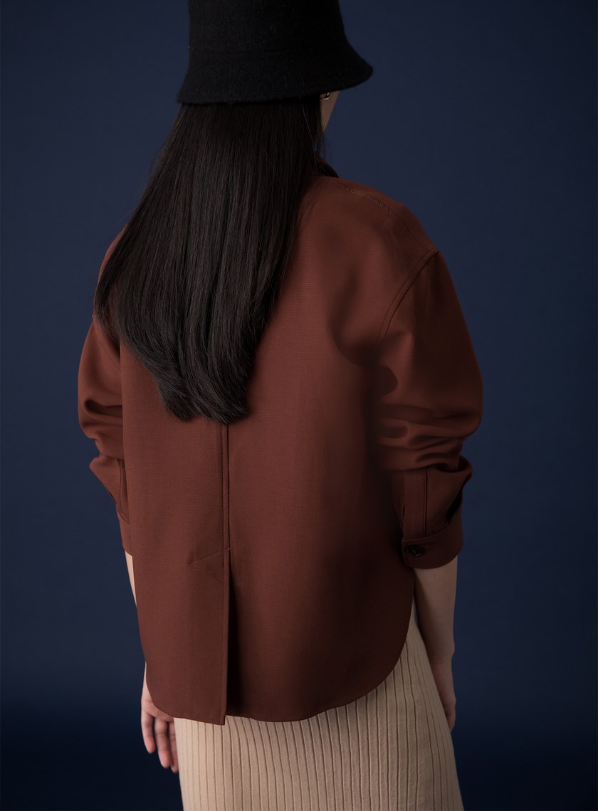 雙口袋前短後長夾克外套