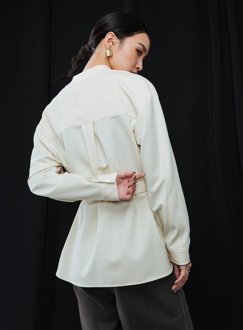 羅紋領綁帶外套