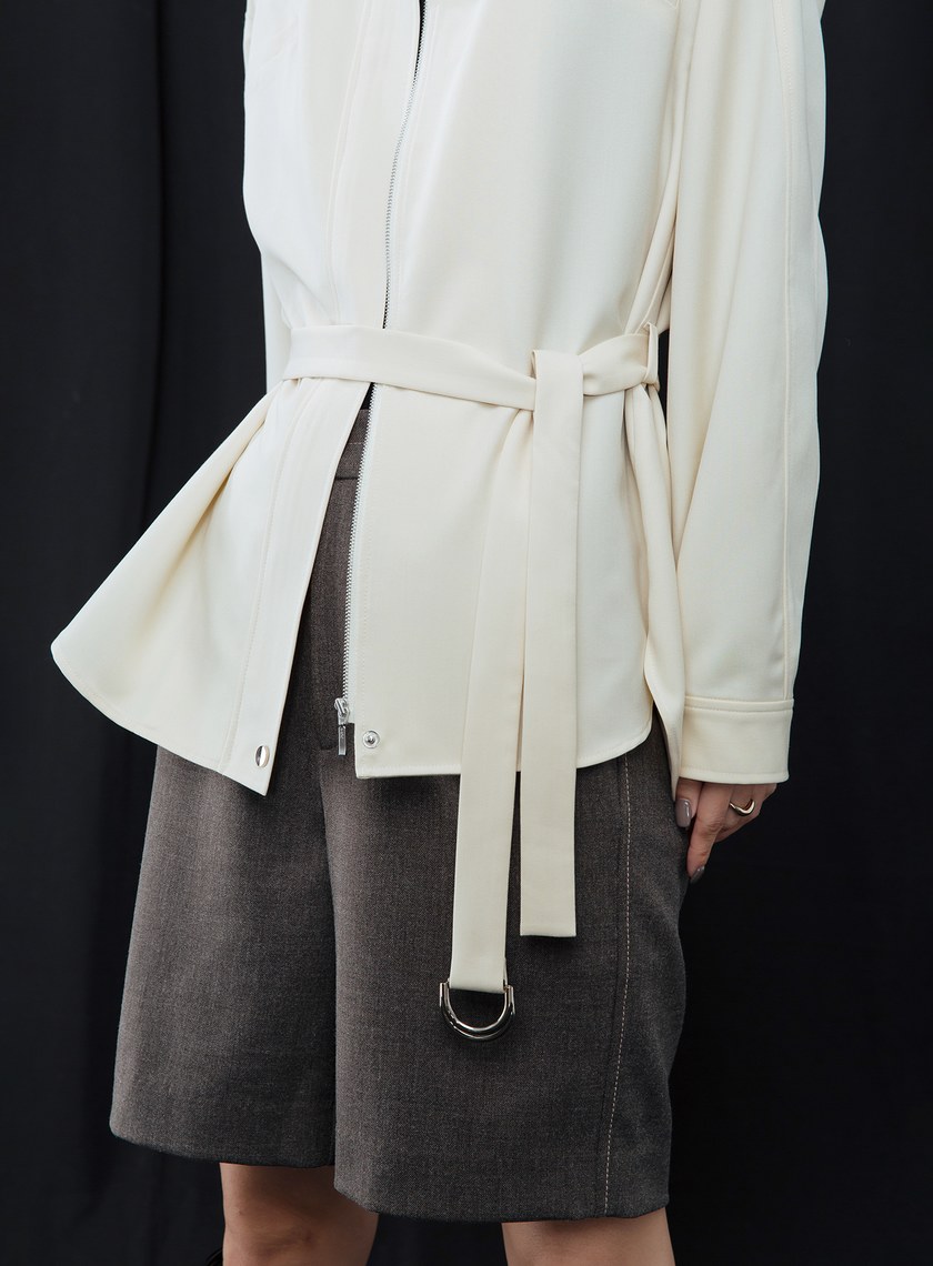 羅紋領綁帶外套