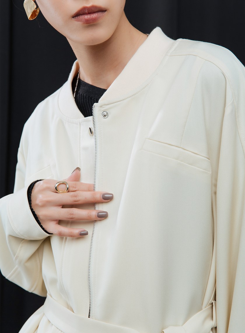 羅紋領綁帶外套