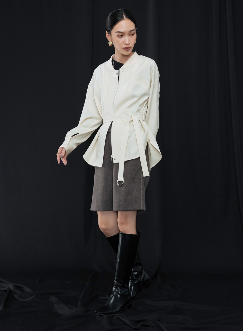 羅紋領綁帶外套