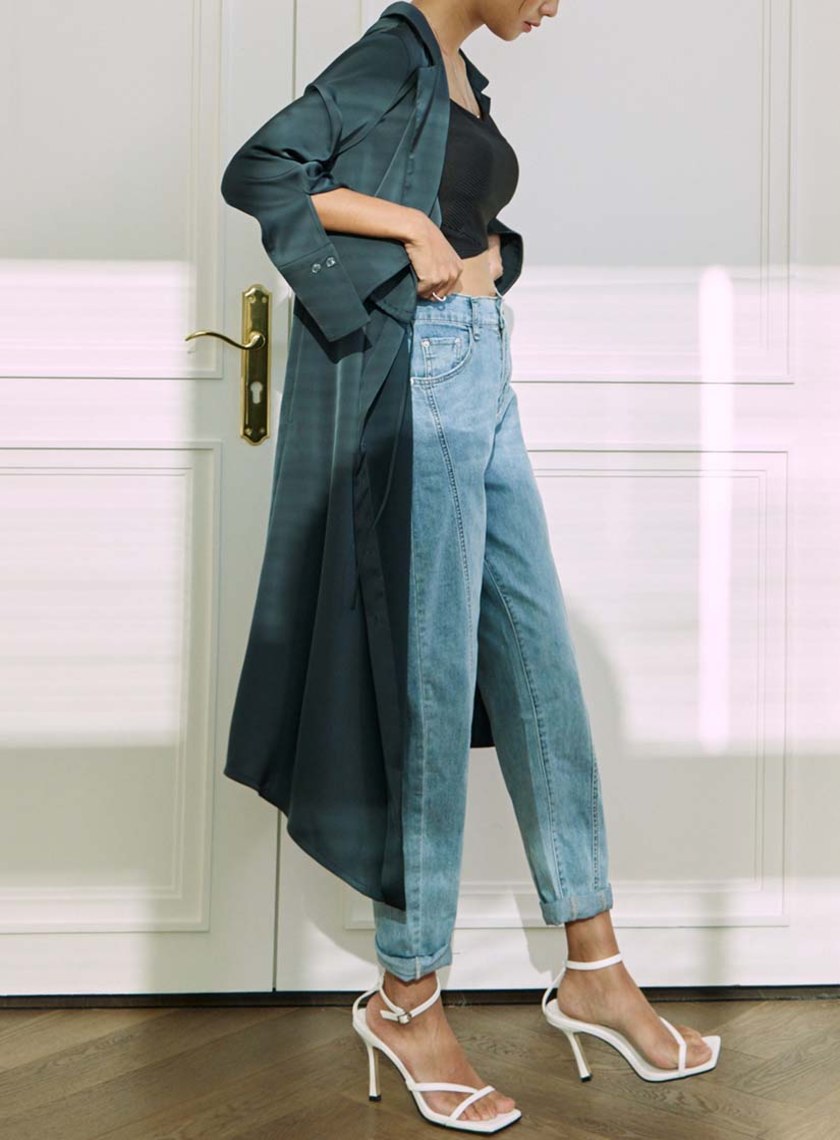 不對稱西裝領綁帶洋裝