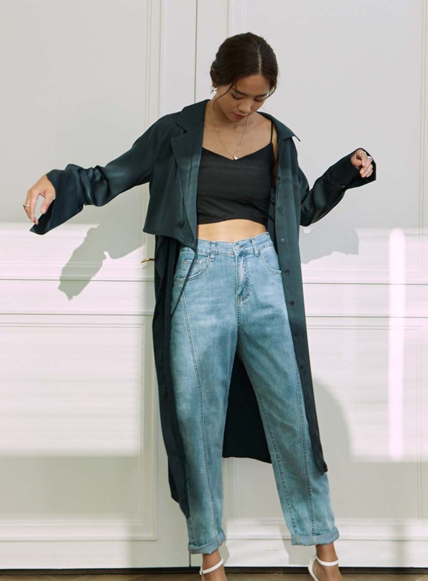 不對稱西裝領綁帶洋裝