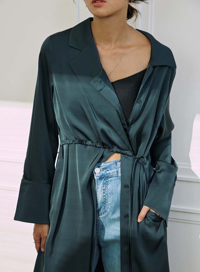 不對稱西裝領綁帶洋裝