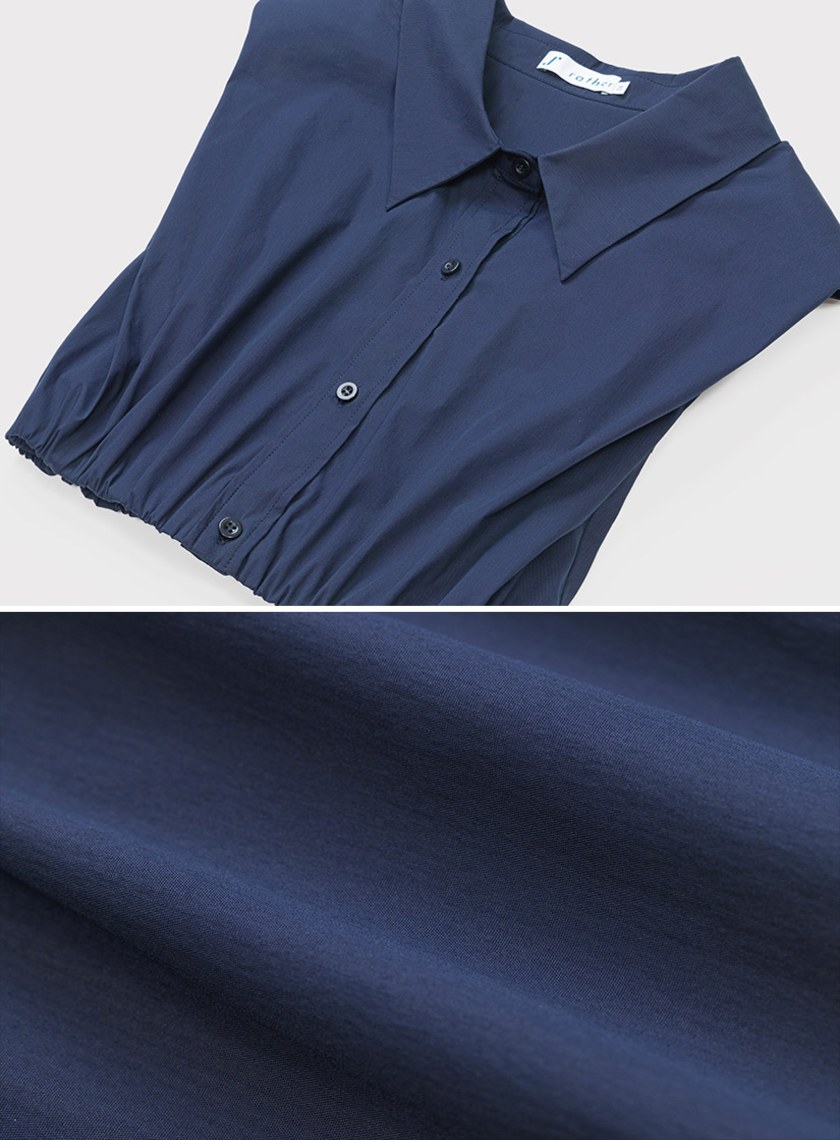 短版俐落寬肩無袖休閒襯杉