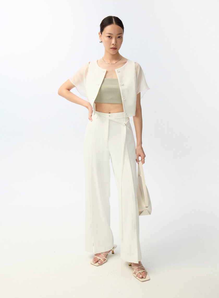 薄紗透膚光澤上衣