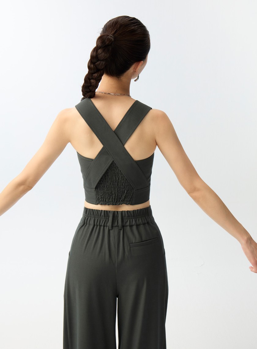 細條紋寬肩帶背心