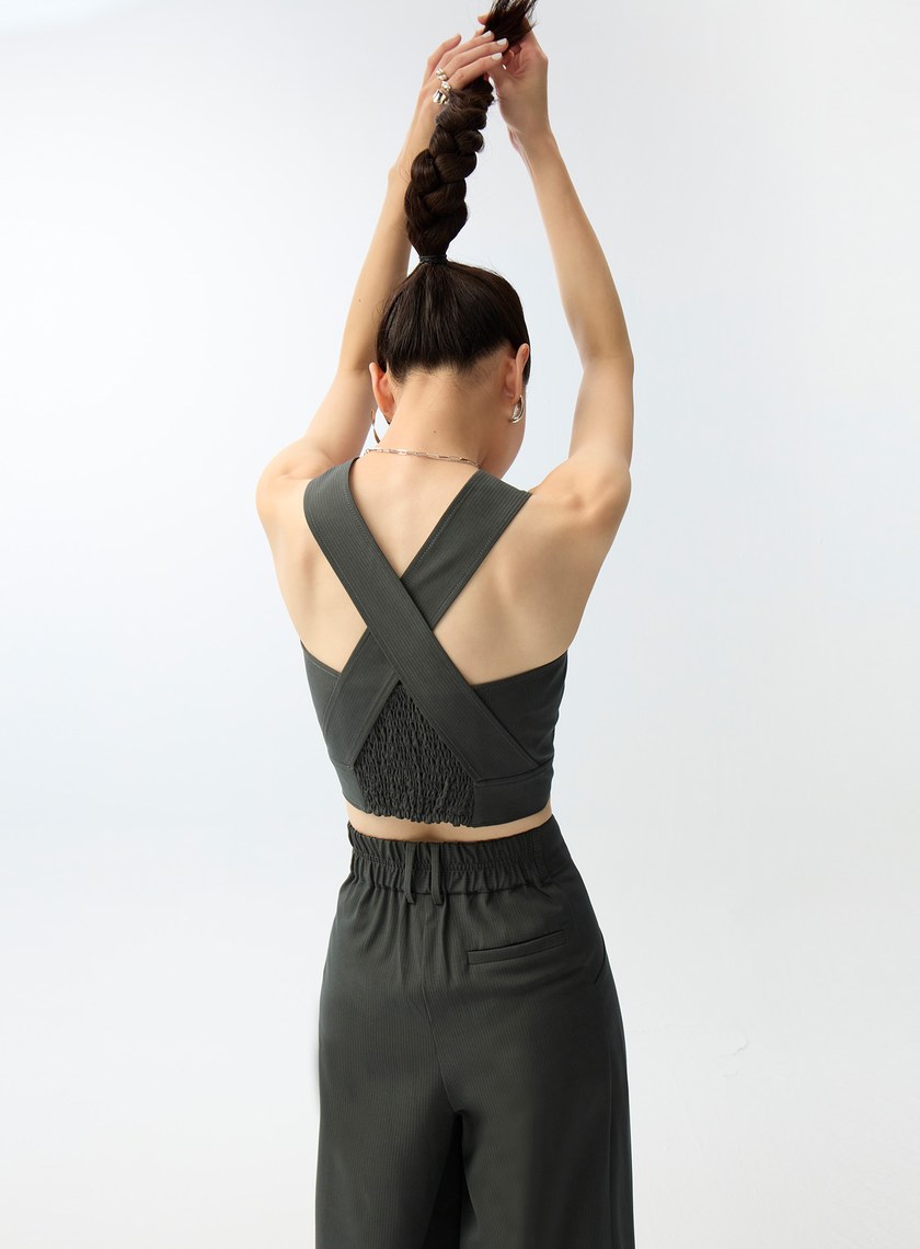 細條紋寬肩帶背心