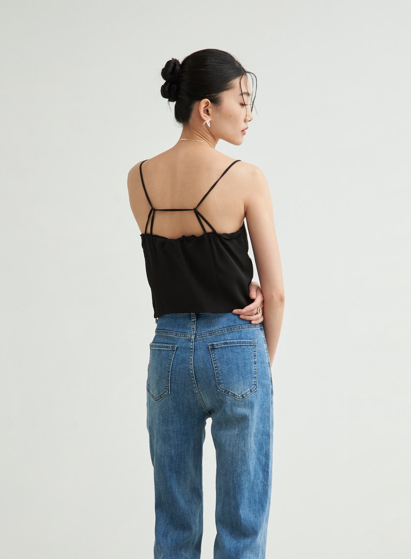 微光澤細肩帶平口背心