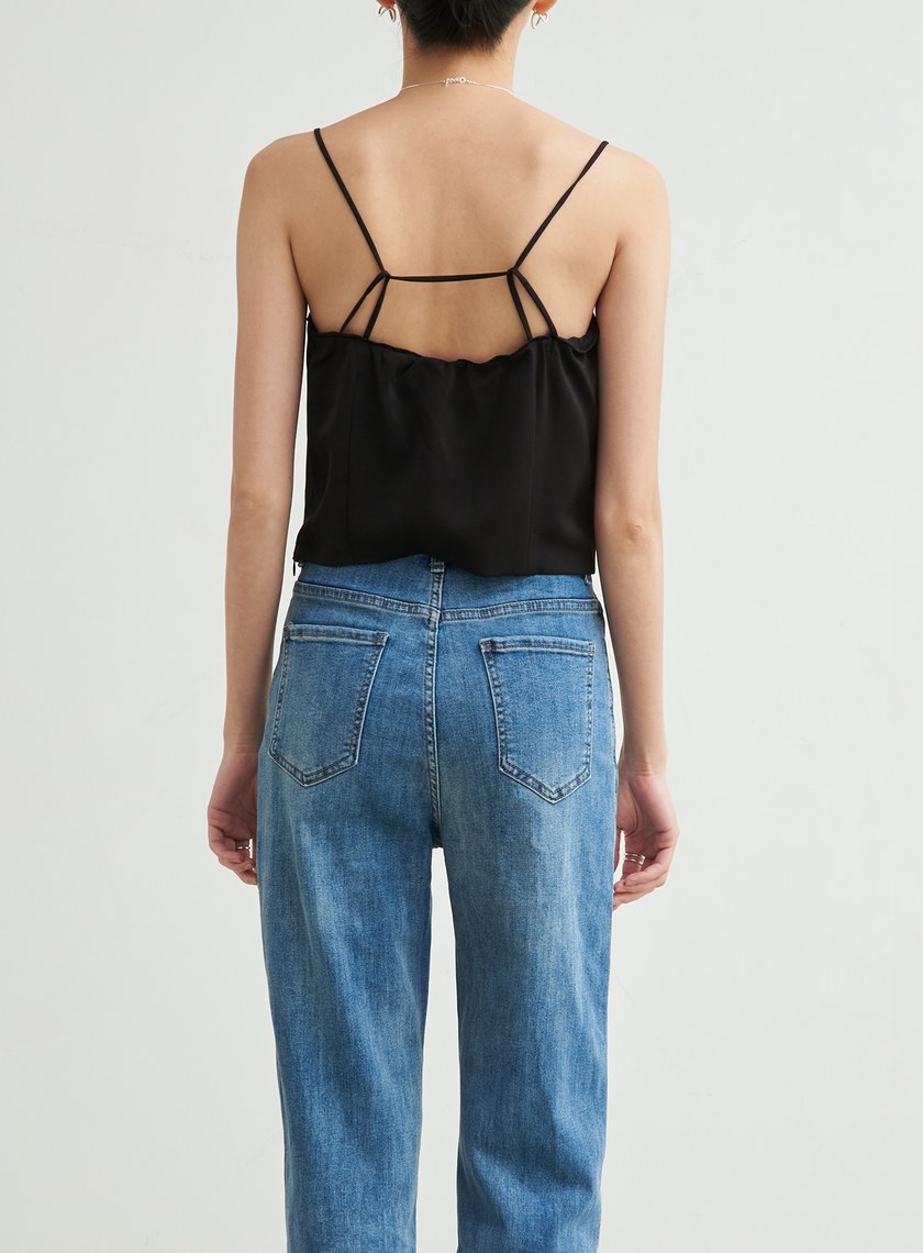 微光澤細肩帶平口背心