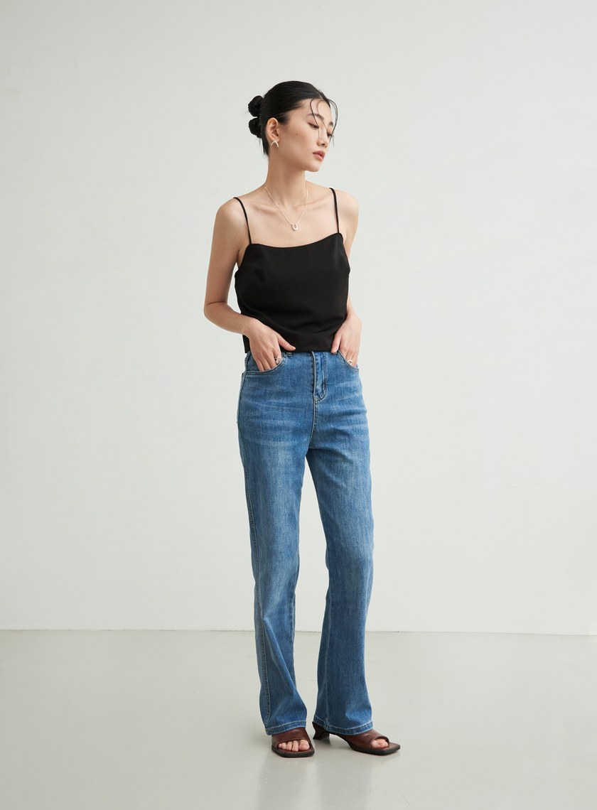 微光澤細肩帶平口背心