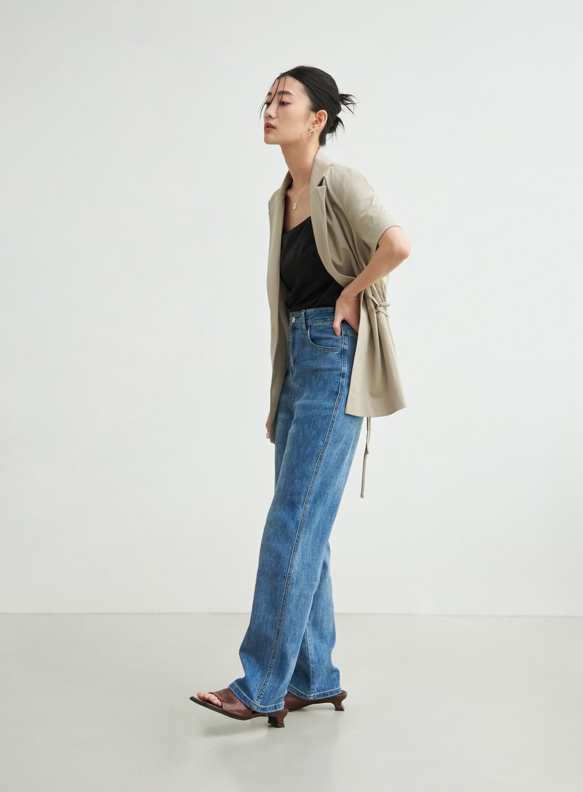 微光澤細肩帶平口背心