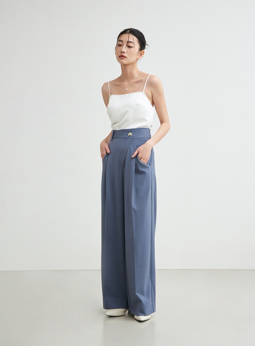 微光澤細肩帶平口背心