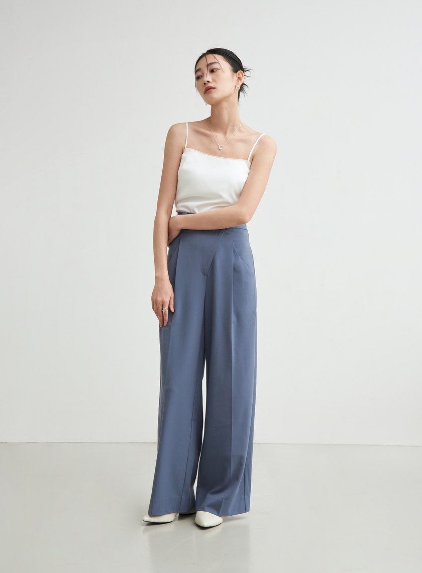 微光澤細肩帶平口背心