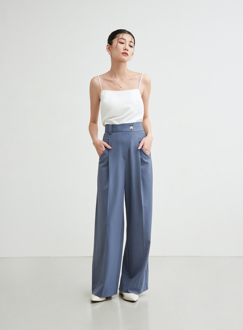 微光澤細肩帶平口背心